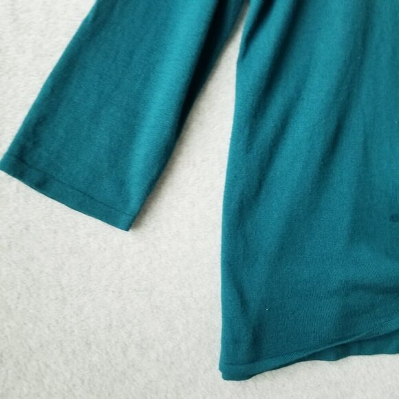 J Jill Womens Large Faux Wrap Tie Front Knit Top Blue Green Soft Lightweight - Picture 5 of 10